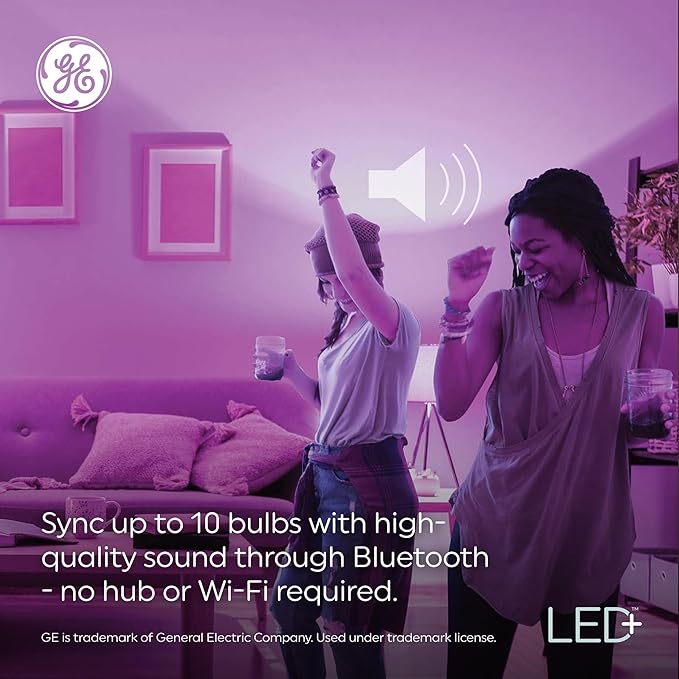 GE LED+ Color Changing Speaker LED Light Bulb with Remote, Daylight and Multicolor, A21 Standard Bulb (1 Pack)