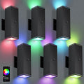 Outdoor Wall Lights 6 Pack, RGBCW Exterior Lighting Sconce,2700K-6500K Dimmable Smart Porch Lights Outdoor for House Patio Garage, Compatible with Alexa/Google Assistant, Bulb Included