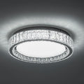Krychiler 21.6" Large Crystal Flush Mount Ceiling Lights, Dimmable LED Modern Close to Ceiling Lighting Fixture, Chrome Hallway Round Chandelier for Bedroom Kitchen Bathroom Foyer Living Dining Room
