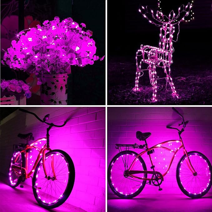 RUICHEN 20 Ft 120 LED USB Fairy String Lights with On/Off Switch, Waterproof Copper Wire Lights for Bedroom Wall Ceiling Wreath Christmas Easter Valentines Day Wedding Party, Pink