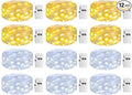 12 Pack Fairy Lights with Timer Battery Operated, 3 Modes 7ft Mini Twinkle Lights Waterproof, 20 LED Bulk String Light for Mason Jars Christmas Decoration Wedding Table Centerpieces,Warm+Cool White