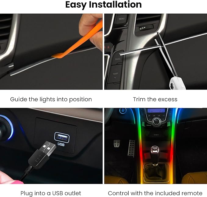 Feit Electric 5ft Indoor LED Light Strip, Dimmable, 0.1-Inch Wide, Multi-Color Chasing, USB-Powered, Filling & Stacking Patterns for Car Dashboards, Desks, Shelves & Furniture, TAPE60/TCOB/RGB/USB