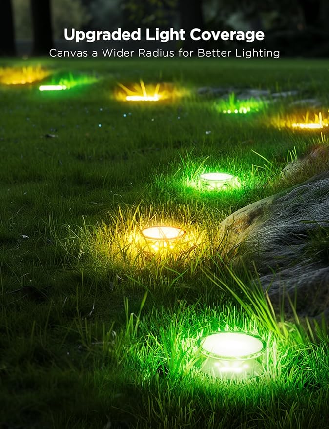 Govee Outdoor Ground Lights 2, 50ft Patio Decorations, 15 Pack RGBIC Pathway Lights with 100LM Warm White, IP67 Waterproof, 63 Scene Modes, Works with Alexa, Google Assistant