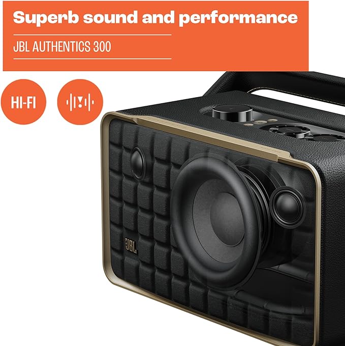 JBL Authentics 300 Portable Wireless Bluetooth Speaker (White)