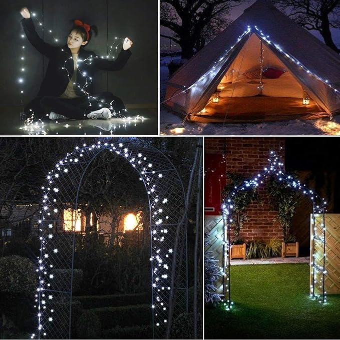 RUICHEN 20 Ft 120 LED USB Fairy String Lights with On/Off Switch, Waterproof Copper Wire Lights for Bedroom Wall Ceiling Wreath Crafts Christmas Wedding Party, Cool White, 2 Pack