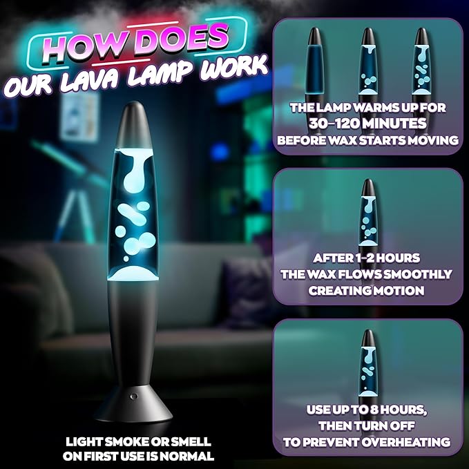 16" LED Liquid Motion Lamp with Remote Control – 17 Color Changing Decorative Mood Light for Bedroom, Living Room or Office – Dynamic Retro Sensory Lamp with 4 Modes for Relaxing Ambient Lighting