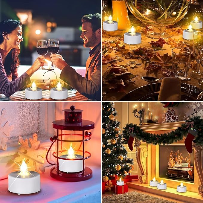 Hanzim Battery Operated LED Tea Lights: 12PACK Flameless Votive Candles Lamp Realistic and Bright Flickering Holiday Gift Long Lasting 150Hours for Seasonal & Festival Celebration Warm White