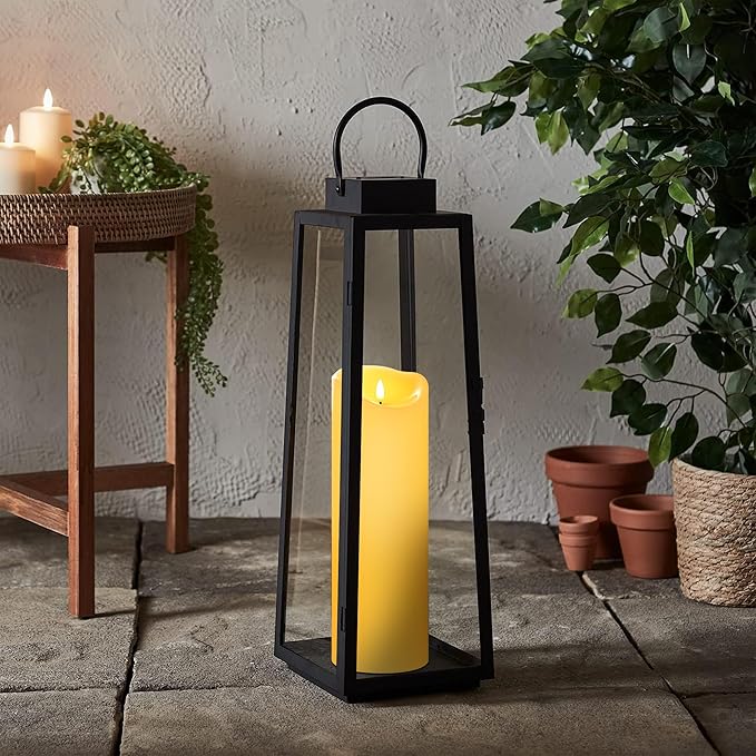 Mingfuxin Outdoor Flameless Candles with Remote, 12" X 4" Waterproof LED Pillar Candles Battery Operated for Lartern Porch, Set of 2