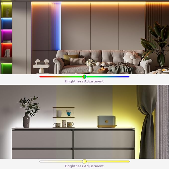 MIWISE RGB COB LED Strip Light 9.84ft/3m,Color Changing Dimmable Strip Light DC24V,Multicolor Flexible Tape Light 10mm Width,for TV,Bedroom,Party DIY Decoration(Power Supply & Controller NOT Included)
