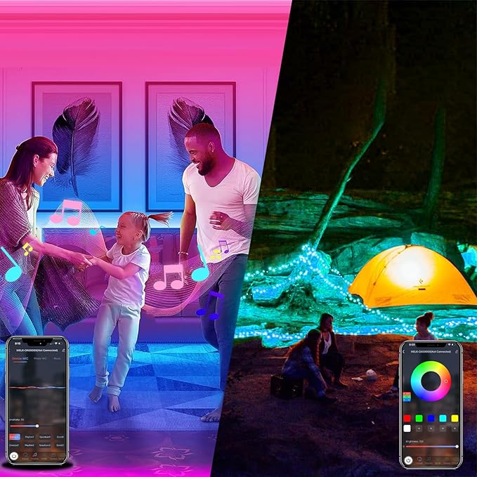 65.6ft Smart RGB LED Strip Lights (2×32.8ft) – App & Remote Control, Music Sync Color Changing Lights for Bedroom & Tent