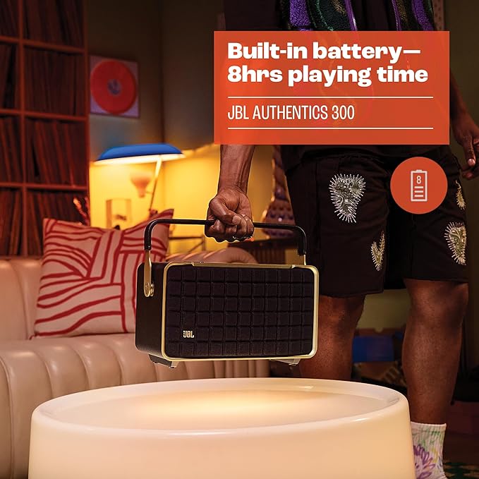 JBL Authentics 300 Portable Wireless Bluetooth Speaker (White)