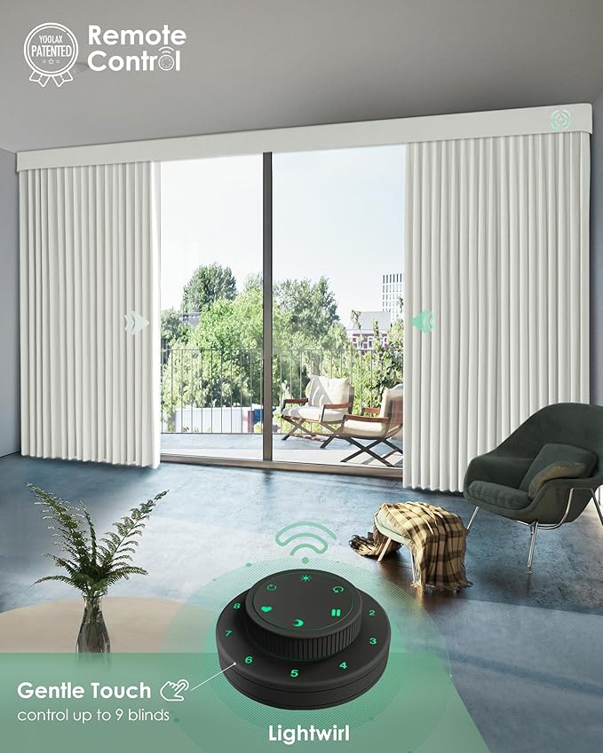 Yoolax Smart Retractable Curtain Compatible with Alexa and Google Home, Motorized Curtain Hardwired with Remote Customized Size (Delicate Tranquil Greige)