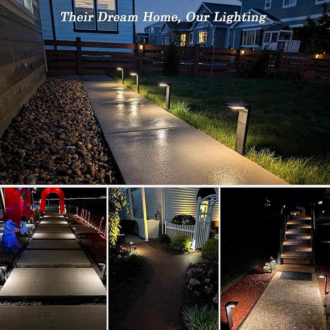 Solar Pathway Lights 6Pack with Warm White and Cool White Mode, Modern Solar Path Lights Outdoor Waterproof, Perfect Solar Lights for Backyard, Lawn, Driveway, Walkway, Garden Decorative.