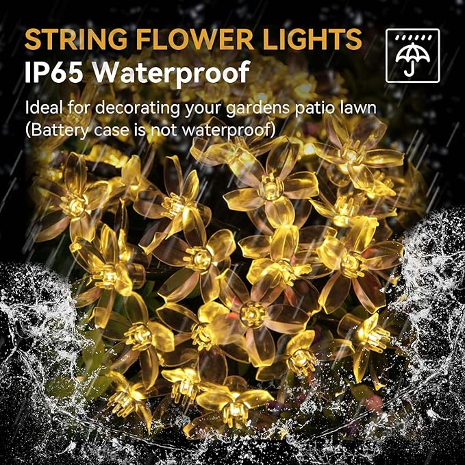 ITICdecor Flower String Lights 15 FT 30 LED Fairy Christmas Lights Battery Operated Indoor&Outdoor Twinkle Lighting Bedroom Decor for Party Wedding Xmas Tree (Warm White)