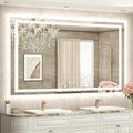 TETOTE 55 x 36 LED Light up Bathroom Mirror, Brighter Lighted Bathroom Vanity Mirror with Led Lights, Front and Backlit 3-Color Dimmable Anti Fog Illuminated Mirror, Waterproof, Shatterproof