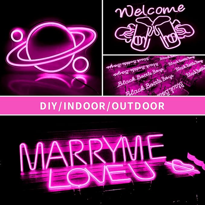 10M/32.8FT/2PC/ Pink LED Strip Lights with Installation Accessories - Waterproof Flexible Neon Rope Light for Indoor & Outdoor Use, [Adapter Not Included]