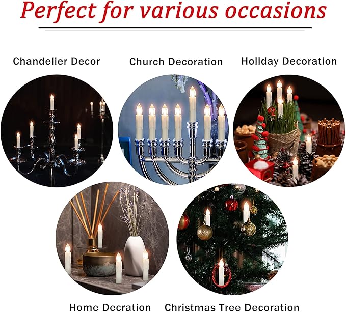 Short Candlesticks LED Taper Candle, Remote Candle Sticks Battery Operated Chandelier Flameless Candles with Clip Flickering Warm White Lights for Wedding Party Baroque Chandelier,4inches