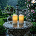 5plots 3" X 5" Outdoor Waterproof Candles, Battery Operated Led Ivory White Flameless Candles with 10-Key Remote & Timer for Indoor Home Lantern Holiday Decor, Set of 2