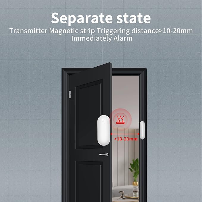 Door Window Alarm Sensors,Smart Life Tuya APP Control & Instant App Alerts,Compact WiFi-Connected Sensors, Suitable for Bedrooms,Offices,Garages,Safes–NO Monthly Fees
