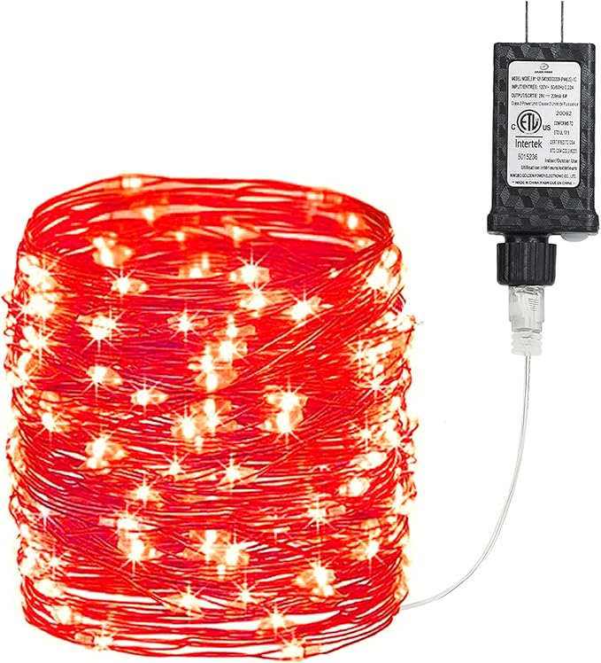 Joomer Fairy String Lights 33FT 100 LEDs Plug in Fairy Lights Indoor Copper Wire String Light DIY for Bedroom, Parties, Wedding, Christmas, Outdoor, Indoor Decoration (Red, Non-Connectable)