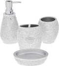 Sweet Home Collection Bathroom Accessories Unique Collections Modern Classic Contemporary Decorative Beautiful Designs Bath Shower Tub Décor, 4 Piece Set, Glamour(Pack of 1)