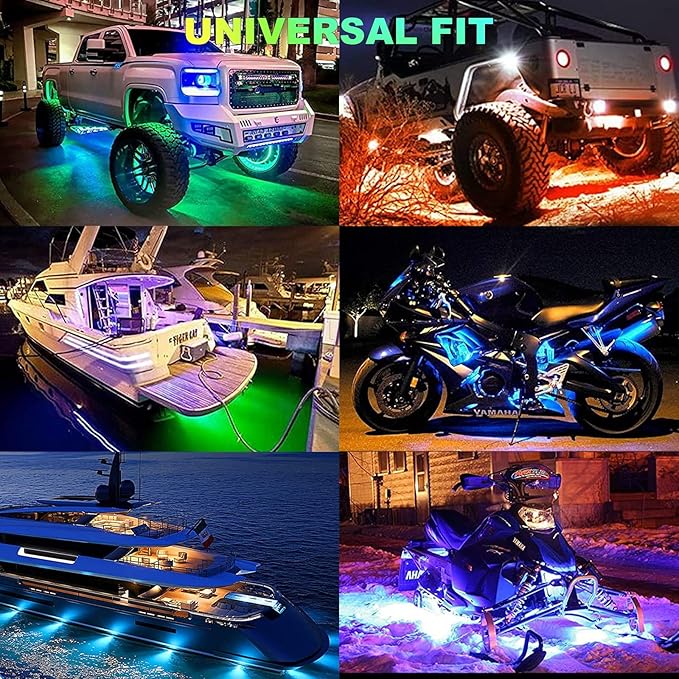 16 Pcs RGB Chasing Motorcycle LED Lights Kit for Harley Davidson Kawasaki Suzuki, Waterproof Magic Multicolor Motorcycle Underglow Kit Strip Lights with APP Control Music Sync Brake Turn Signal
