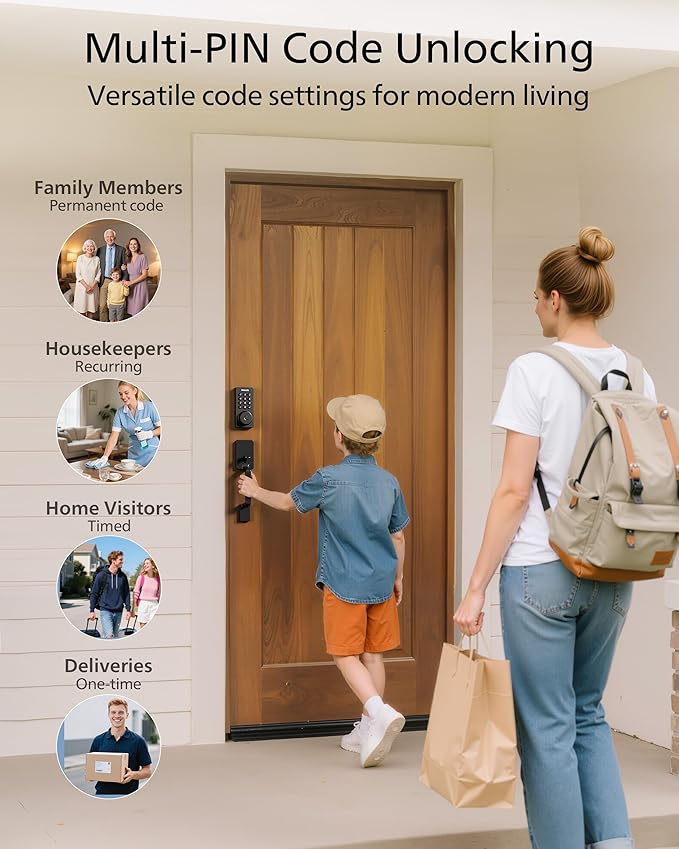 Philips Wi-Fi Smart Door Lock Deadbolt with Handle Set, Keyless Entry Door Lock for Front Door Set, Portable Fingerprint Door Lock with App Control, IP53 Waterproof, Auto Lock, Alexa Voice Control