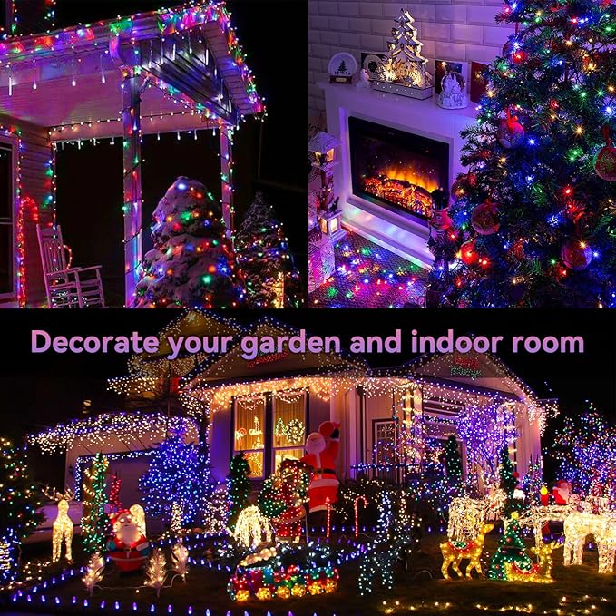 ITICdecor Christmas String Lights 33ft 100 LED Battery Fairy Lights for Indoor Outdoor Waterproof with Remote Control & Timer & 8 Modes Battery Operated String Lights for Xmas Tree Party Garden