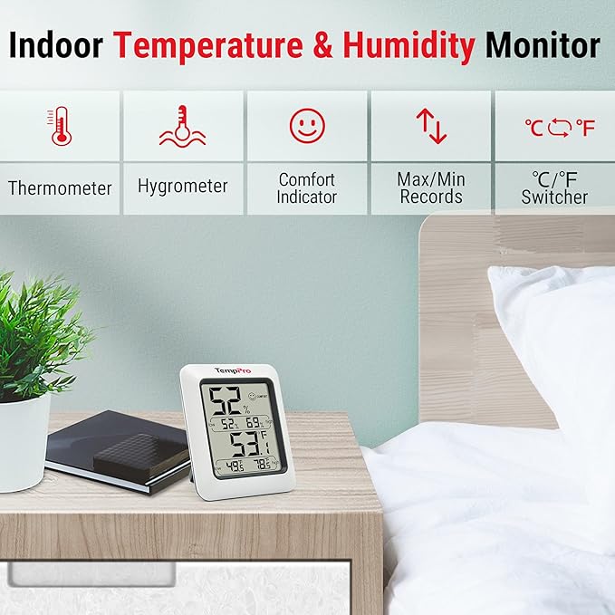TempPro TP50 Digital Hygrometer Indoor Thermometer Room Thermometer and Humidity Gauge with Temperature Humidity Monitor(Previously ThermoPro)