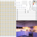 LAFULIT 10 PCS Under Cabinet Lights Kit, Stick on Lights, Flexible Led Strip Lights with Remote and Power Adapter, for Kitchen Cabinets Shelf Desk Counter Corner, 2700K Warm White, 16.4ft