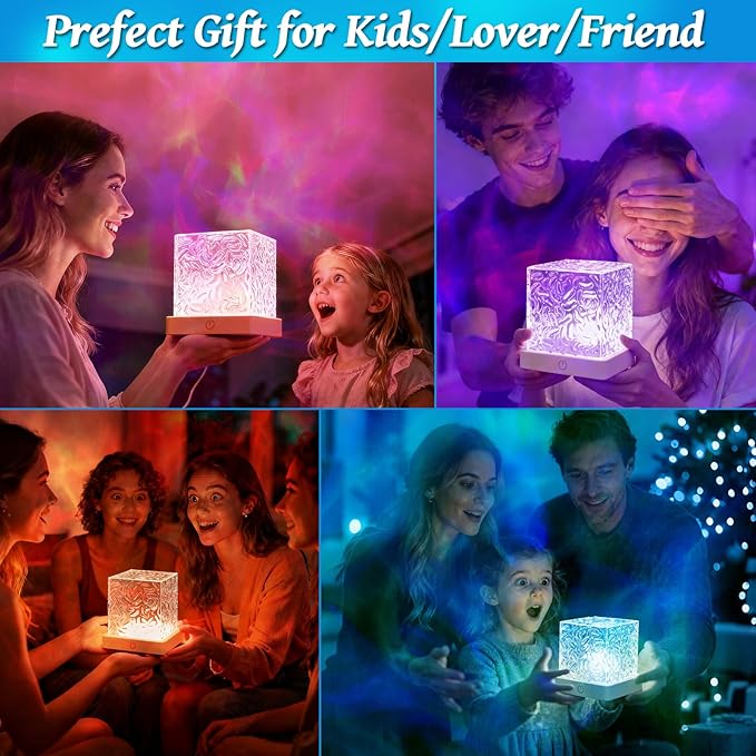 ELOUYCKE Ocean Wave Projector Light, 16 Colors Galaxy Projector Night Light Water Ripple Lamp Ambient Lighting with Remote Control, Mood Lights for Bedroom Shower Office Bar Game Room Kids Gifts