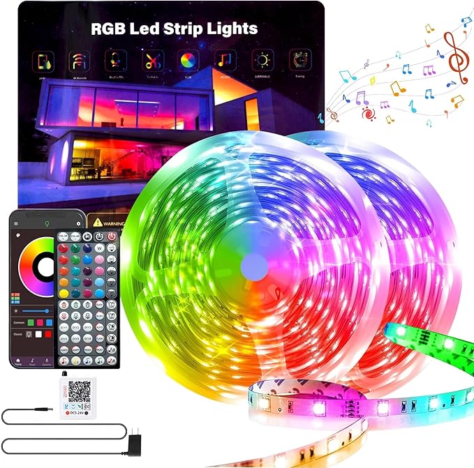 Led Lights for Bedroom 200FT (2 * 100FT), Color Changing RGB Led Strip Lights with Music Sync, Remote and App Control Led Light Strip Indoor, Led Lights for Room Home Decor