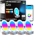 CHARKEE 6 Inch Smart Recessed Lights, RGBCW Color Changing Dimmable Downlights with Junction Box, Compatible with Alexa & Google Home, 13W 1100LM, 4pack
