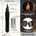 Black Flameless Short Taper Candles, Real Wax Hand Dipped LED Battery Operated with Remote, Flickering Flame Lights for Festival Party Home Décor, 6.7 Inch Primitive Flameless Candles, 2PCS