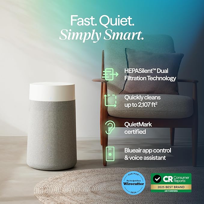 BLUEAIR Blue Pure 311i Max Smart Air Purifier for Medium Rooms up to 1,800 Sq Ft HEPASilent Air Cleaner for Pets Allergies Smoke & Dust WiFi Air Purifier with Auto Mode Quiet Air Purifier for Bedroom