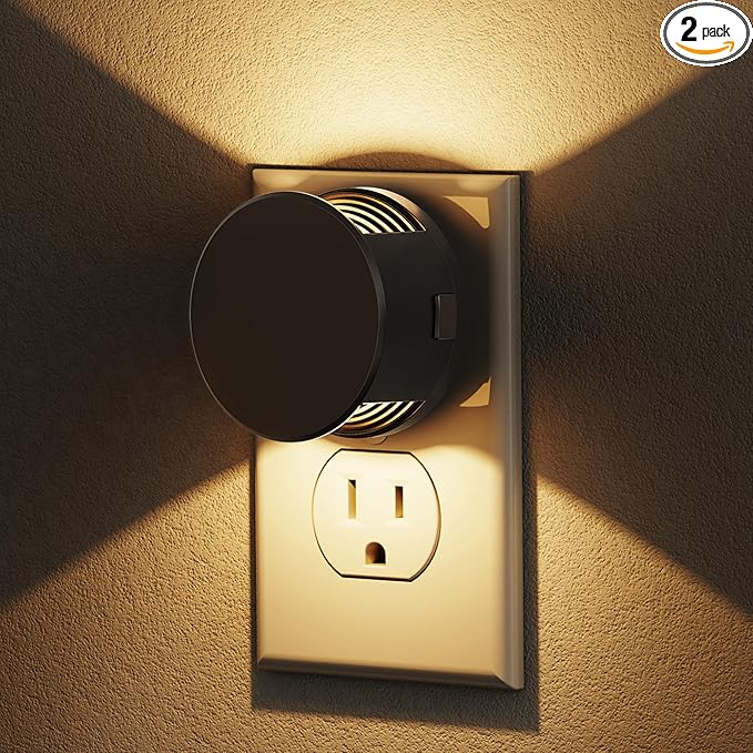 L LOHAS LED Night Lights Plug into Wall,[2-Pack] Plug in Night Light with Dusk to Dawn Sensor,Brightness Adjustable,3000K Warm White,Dimmable Nightlight for Adults Hallway Bathroom