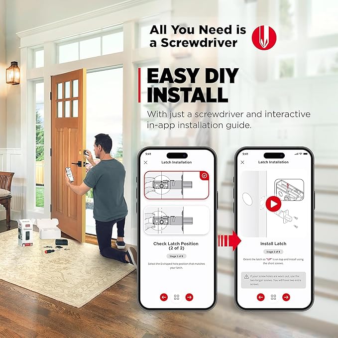 Kwikset Aura Reach Smart Lock Matter Over Thread and Bluetooth Enabled Keyless Entry Door Lock Deadbolt, BHMA Certified, Proximity Wakeup, Geofence Auto-Unlock Satin Nickel
