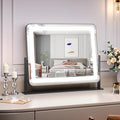 19.6 in x15.7 in Vanity Mirror with Lights, Large Lighted Mirror, LED Makeup Mirror with 3-Color Dimmable Modes and Smart Touch Control, Perfect for Desk or Bedroom, Vanity Desk Tabletop Makeup, White