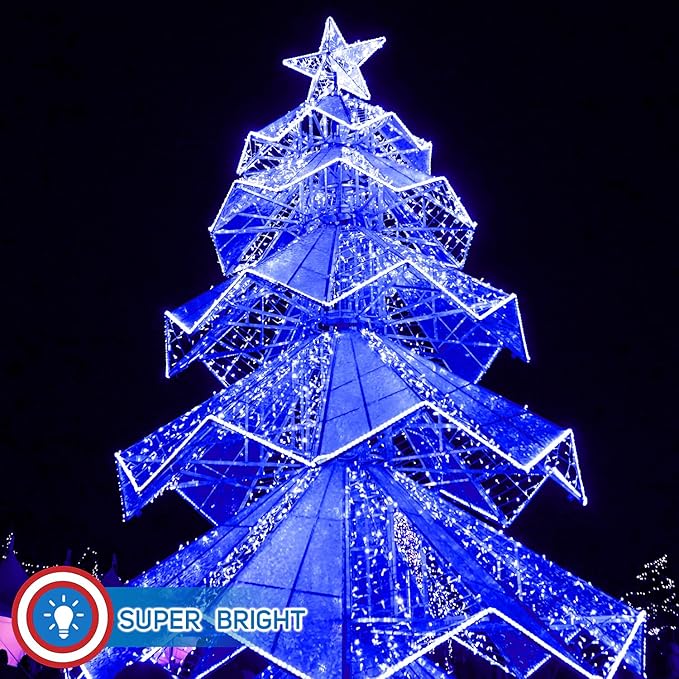 Russell Decor LED Rope Lights for Festival Holiday Party Wedding Seasonal Christmas Decoration Super Bright and Flexible Lights (Blue, 60ft)