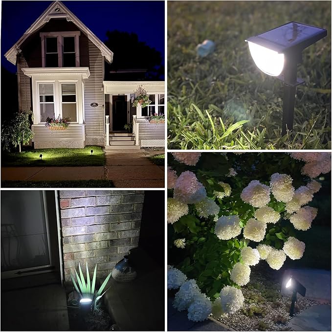 Solar Lights Outdoor Waterproof IP65, Solar Powered 76 LED 3 Lighting Modes Solar Spot Lights Outdoor for Yard Garden Landscape Pathway (Cool White, 6 Pack)