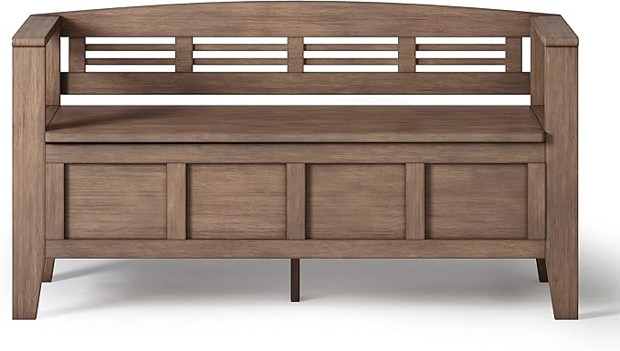 SIMPLIHOME Adams Entryway Storage Bench - 48 inch Wide Solid Wood Hallway Seat in Rustic Natural Aged Brown, Contemporary Bench for Entryway or Living Room with Lift-Up Lid and Spacious Storage