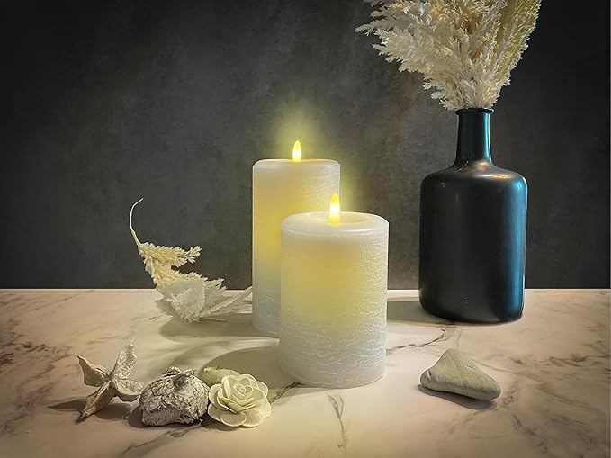 LumiPur Signature Natural Glow Flickering Flameless LED Wax Pillar Candle (3.5" x 5", Gray Fog)