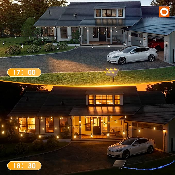addlon 78(72+6) FT Solar String Lights Outdoor Waterproof with USB Port & Remote Control Solar Patio Lights Long Last for 20+Hrs Dimmable Solar Power LED Bulbs Hanging for Porch Garden Market Bistro
