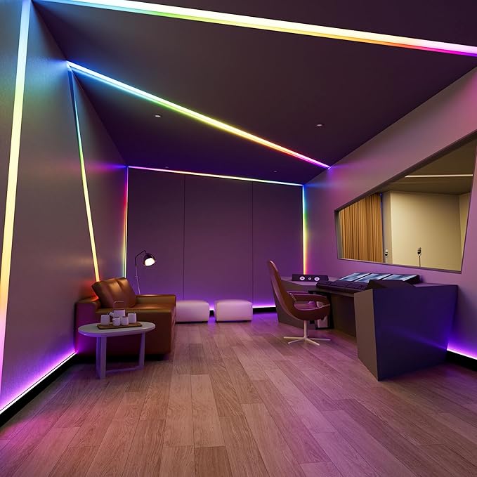 PAUTIX RGB Smart IC COB LED Strip Lights,Work with Alexa/Google Assistant,20ft/6.1m Addressable UL-Listed 24V Chasing Color Flexible Tape Light Multicolor,for Cabinet,TV,Bedroom,Party DIY Decoration