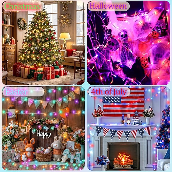300 LED Color Changing Christmas Lights, 35 Colors 98FT String Lights Easter Decorations, Waterproof Twinkle Fairy Light Clear Wire for Bedroom Indoor Outdoor Holiday Xmas Tree Wedding Party