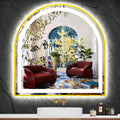 24 x 26 Inch Gold Arch LED Mirror for Bathroom Wall Makeup Desk Table Gold Arched Vanity Mirror with Lights AntiFog Smart Memory 3 Color Dimmable 26 Golden Frame Arched Lighted Vanity Mirrors
