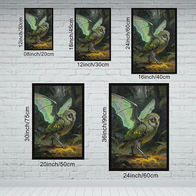 Framed Cyber Fantasy Wall Art for Living Room And Home Office Modern Sci Fi Nature Inspired Decor 08x12in