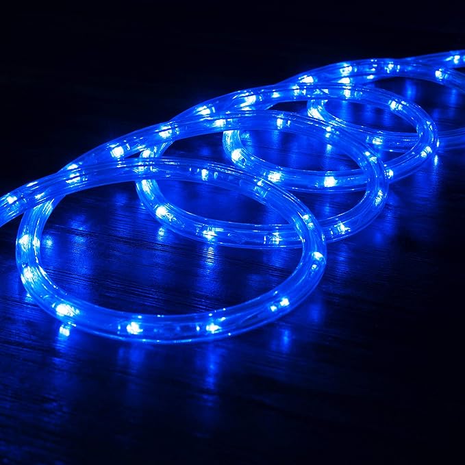 WYZworks 3312LEDs, 300ft LED Outside Rope Lights, Waterproof Permanent Outdoor ETL Certified Connectable Clear Tube, Christmas Palm Tree Holiday Decorative Landscape Patio Accent Lighting - Blue