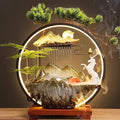 LED Halo Reflux I, Ceramic Zen Ornament with Rain Curtain Flowing Water Waterfall I Sitting, Suitable for Home Office Yoga Meditation Use