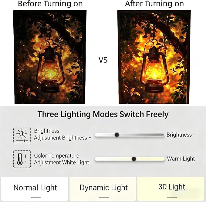 Rechargeable Table Lamp Lighted Painting,Novelty Night Light for Bedroom,Dynamic LED Touch Lamps for Nightstand,3-Color Dimmable Decorative Light for Home Decor,Gift for Women Kid Mom